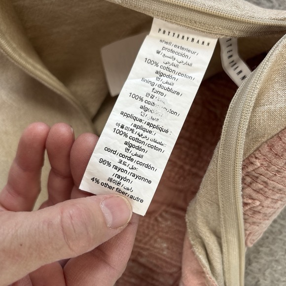 Pottery Barn Elmira Pillow Cover 20x20" Embroidered Appliqué Velvet Sumac/Pink - Picture 5 of 8